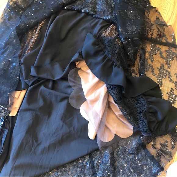 Byron Lars Black Sequins Hi Low Mermaid Skirt 2 - Picture 7 of 8